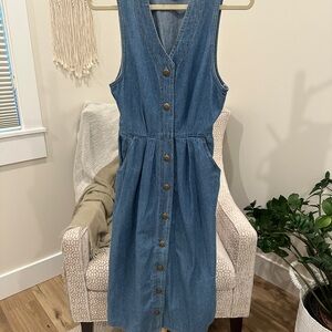 Vintage Studio Ease Denim Button Front Midi Dress Size 8